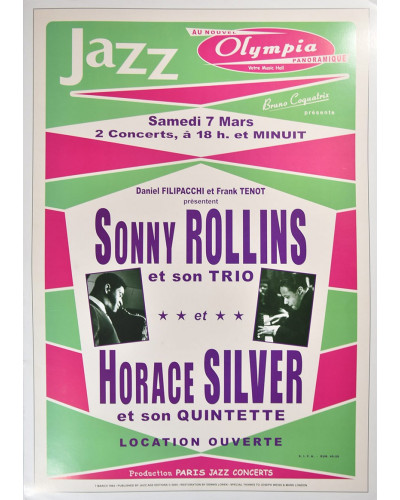 Koncertné plagát Sonny Rolins + H.Silver, 1964