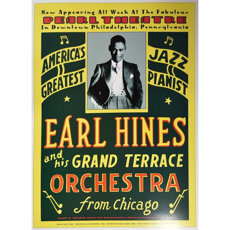 Koncertné plagát Earl Hines, Pearl Theatre, Philadelphia, 1929