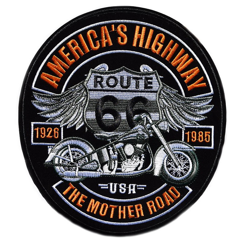 Moto nášivka Americas Highway Route 66 XXL na chrbát 25 cm x 23 cm