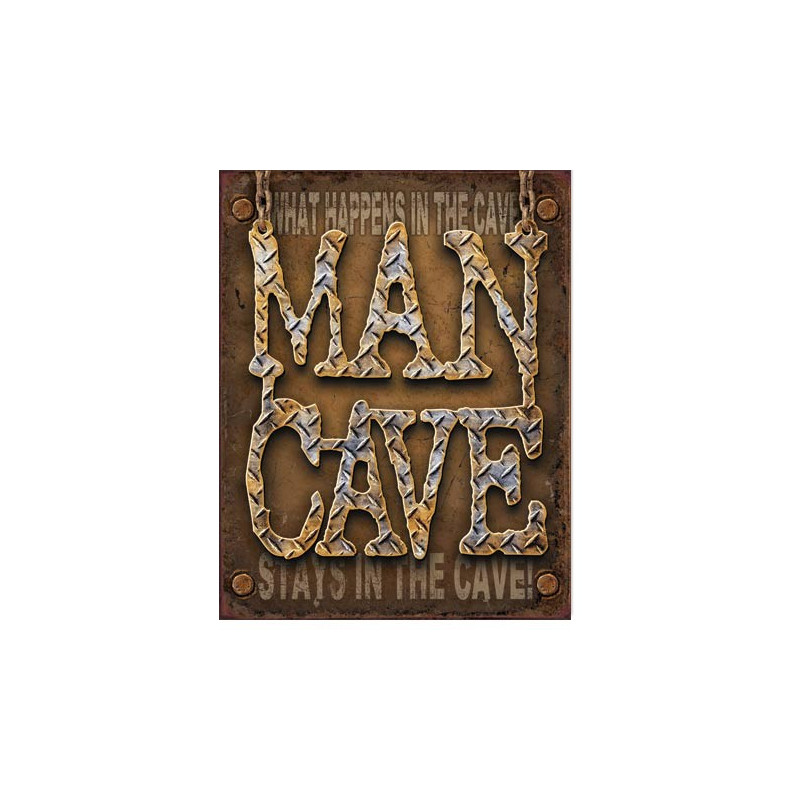 Plechová ceduľa Man Cave - Diamond Plate 40 cm x 32 cm