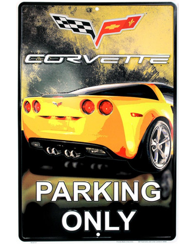 Plechová ceduľa Corvette Yelow Parking 30cm x 45 cm