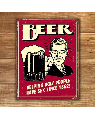 Plechová ceduľa Beer - Ugly People 40 cm x 32 cm w