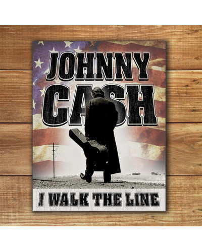 Plechová cedule Johnny Cash - Walk the Line 32cm x 40cm w