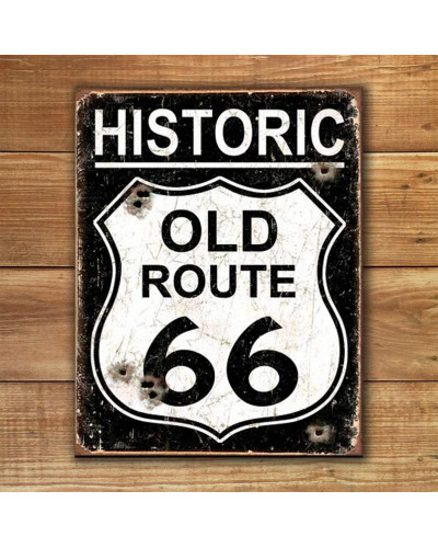 Plechová ceduľa Old Route 66 - Weathered 40 cm x 32 cm w