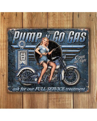 Plechová ceduľa Pump n Go Gas 40 cm x 32 cm w
