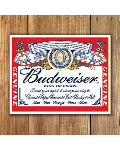 Plechová ceduľa Budweiser - Label 40 cm x 32 cm w
