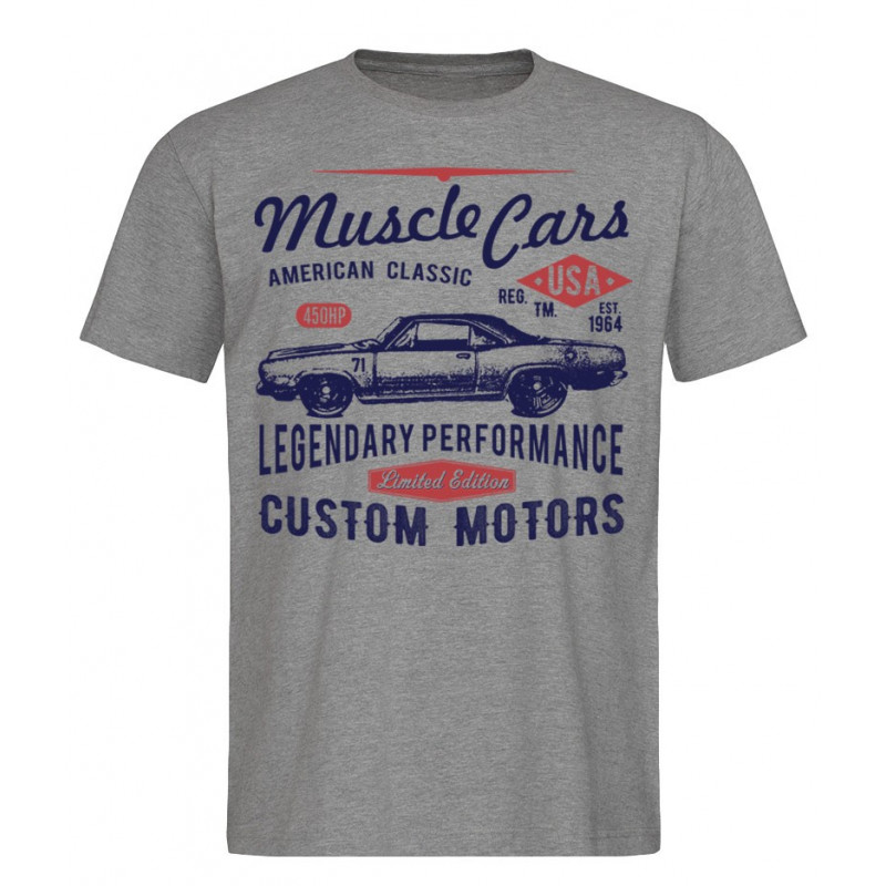 Tričko American Muscle Cars sivé