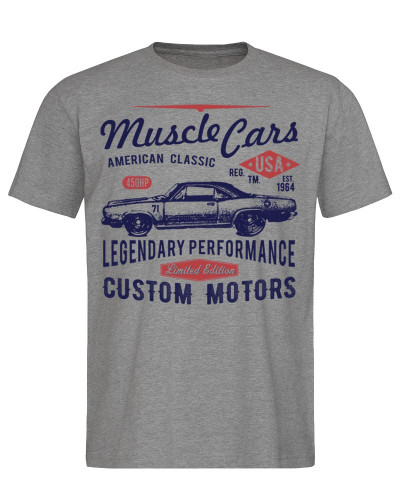 Tričko American Muscle Cars sivé