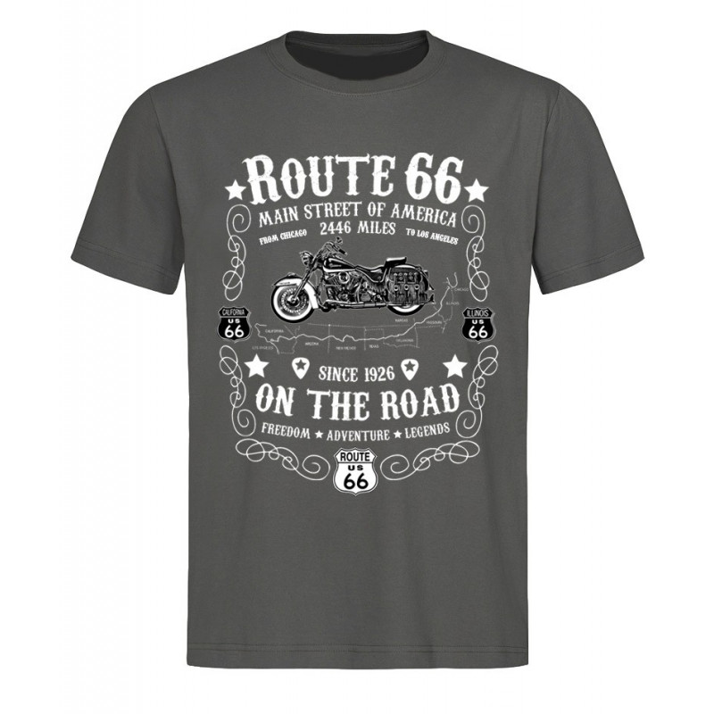 Pánske tričko Route 66 On The Road šede