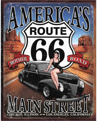 Plechová ceduľa Route 66 - America 's Main Street 40 cm x 32 cm