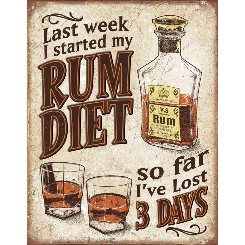 Plechová ceduľa Rum Diet 32 cm x 40 cm