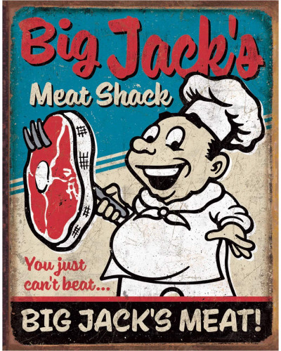 Plechová ceduľa Big Jacks Meats 40 cm x 32 cm