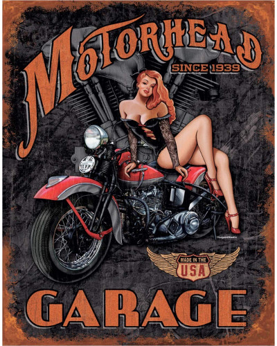 Plechová ceduľa Legends - Motorhead Garage 40 cm x 32 cm x