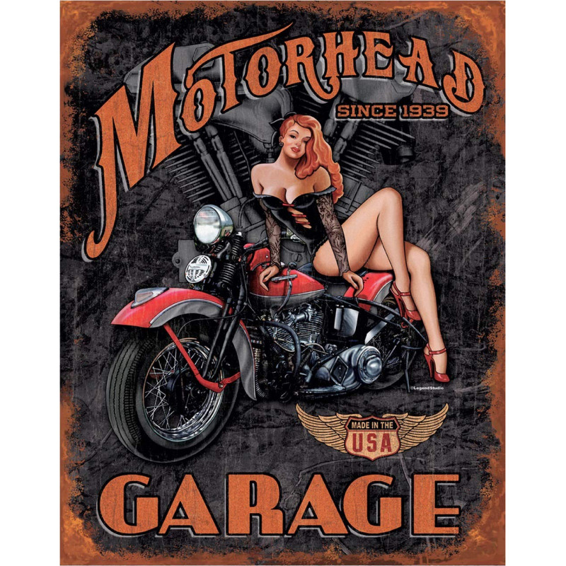 Plechová ceduľa Legends - Motorhead Garage 40 cm x 32 cm x