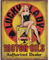 Plechová cedule Lucky Lady Motor Oil 40 cm x 32 cm x