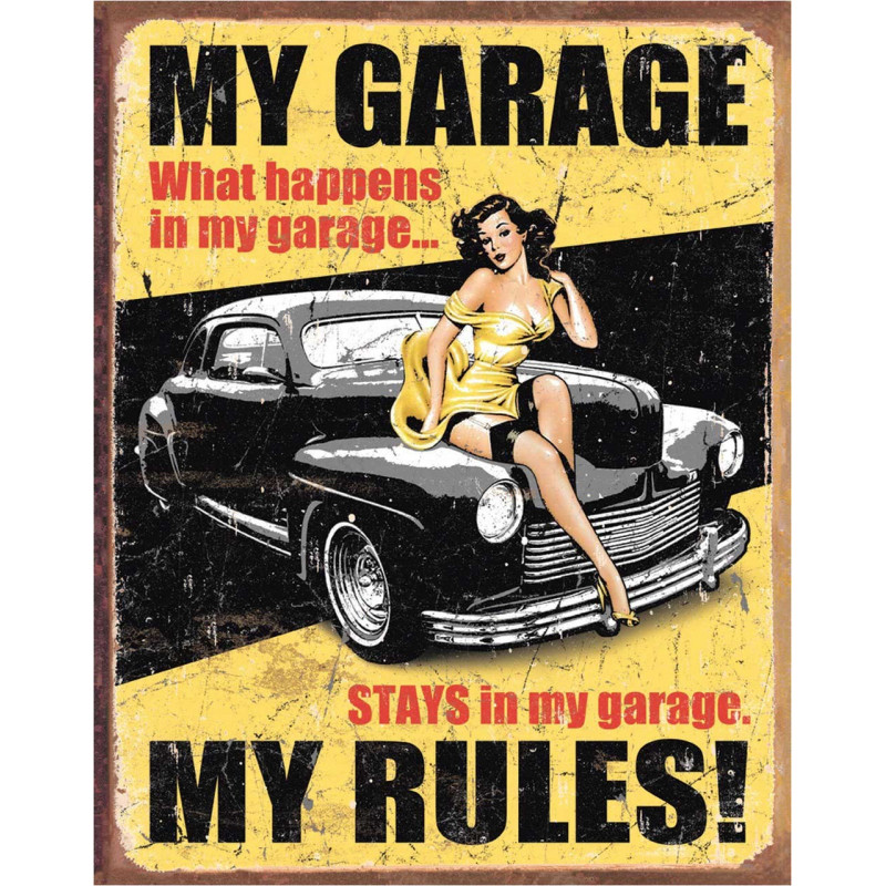 Plechová ceduľa My Garage My Rules 40 cm x 32 cm b