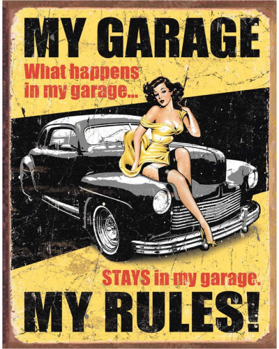 Plechová ceduľa My Garage My Rules 40 cm x 32 cm b