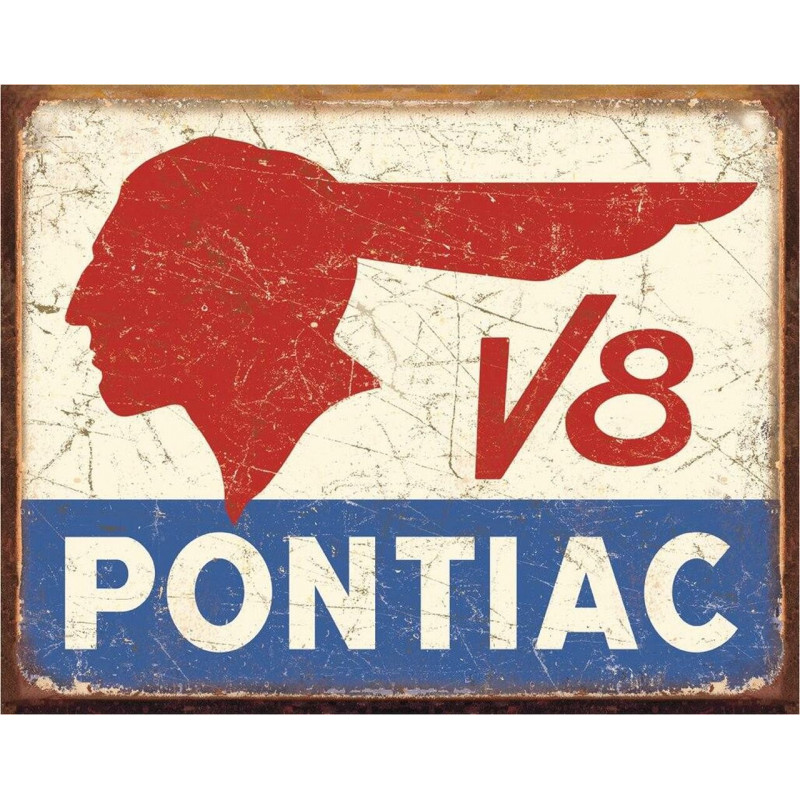 Plechová ceduľa Pontiac V8 40 cm x 32 cm