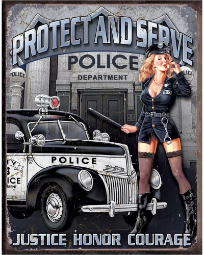 Ceduľa Police Dept - Protect & Serve 40 cm x 32 cm