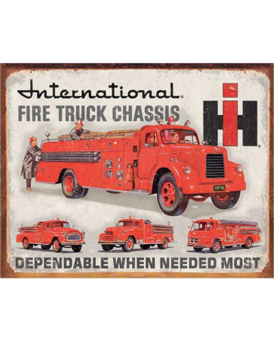 Plechová ceduľa International Fire Truck Chassis 40 cm x 32 cm