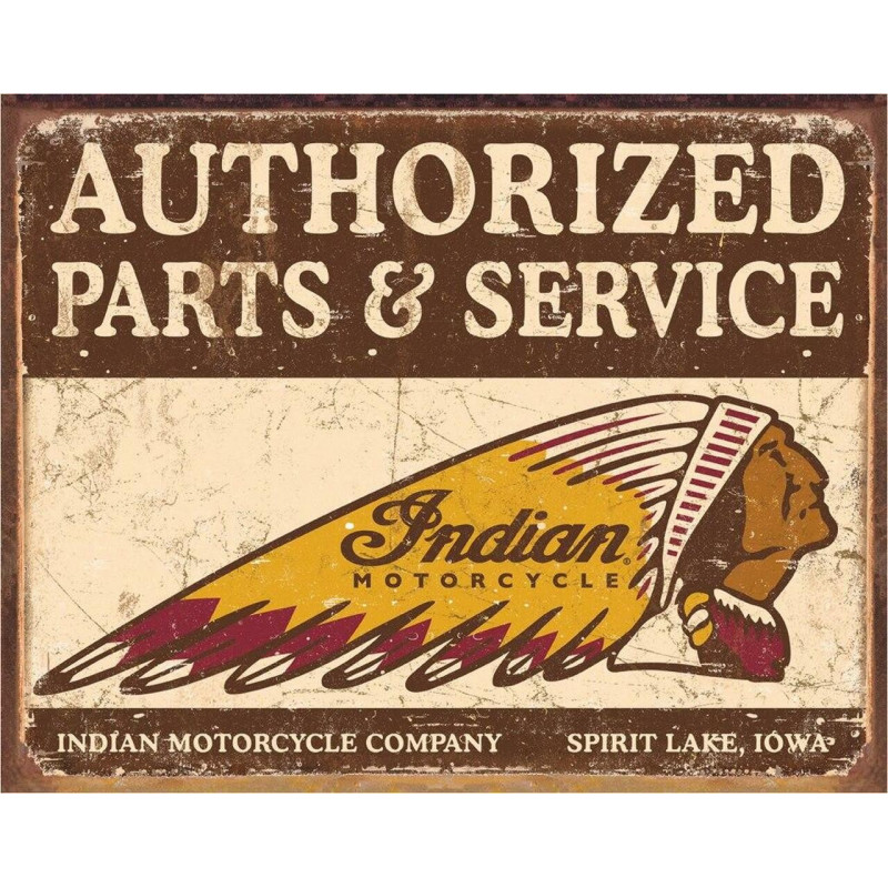 Plechová ceduľa Authorized Indian Parts and Service 40 cm x 32 cm