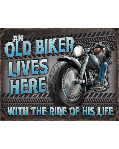 Plechová ceduľa Old Biker - Ride 40 cm x 32 cm