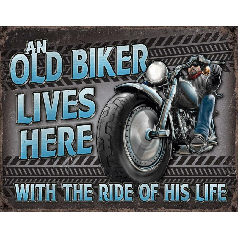Plechová ceduľa Old Biker - Ride 40 cm x 32 cm