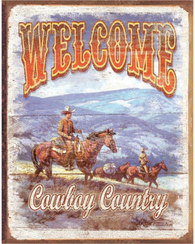 Plechová cedule Welcome - Cowboy Country 40 cm x 32 cm