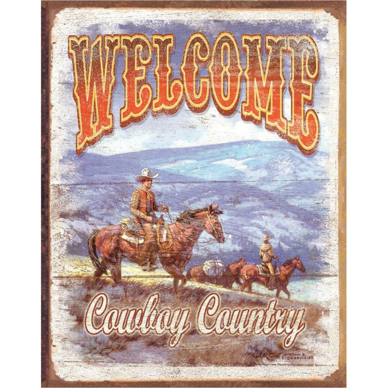 Plechová ceduľa Welcome - Cowboy Country 40 cm x 32 cm