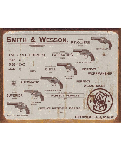 Plechová ceduľa S & W - Revolvers