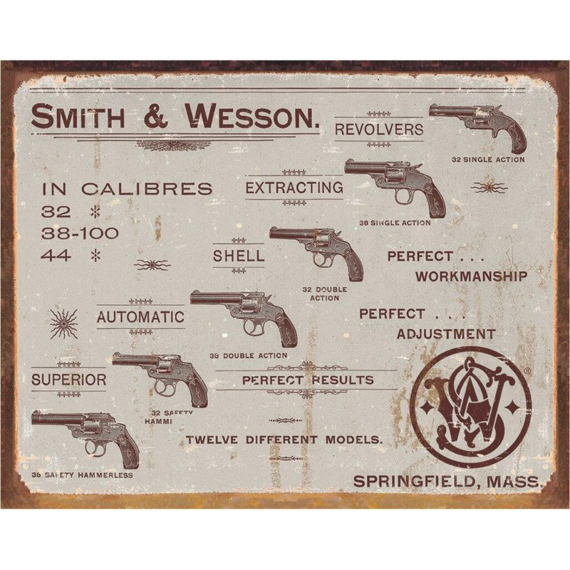 Plechová ceduľa S & W - Revolvers
