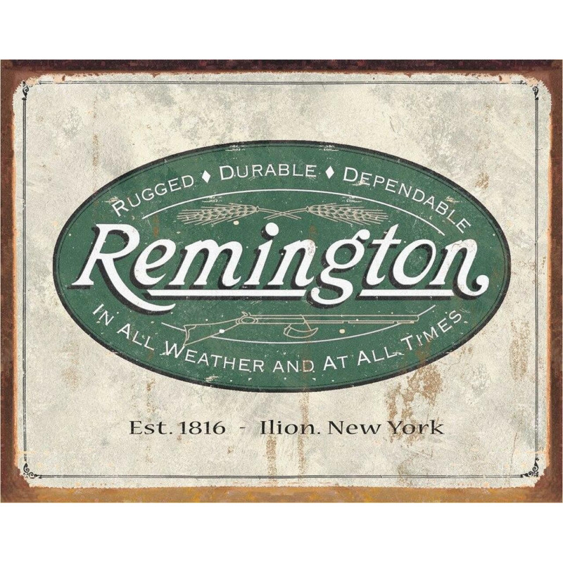 Plechová ceduľa Remington - Weathered Logo 40 cm x 32 cm