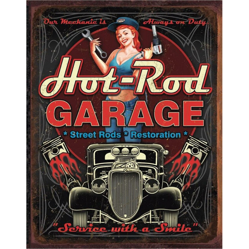 Plechová ceduľa Hot Rod Garage - Pistons 40 cm x 32 cm