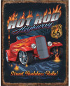 Plechová cedule Hot Rod HWY - 66,  40 cm x 32 cm