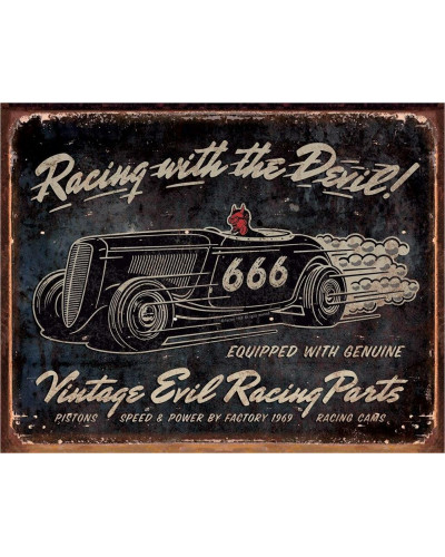 Plechová ceduľa Vintage Evil Racing 40 cm x 32 cm