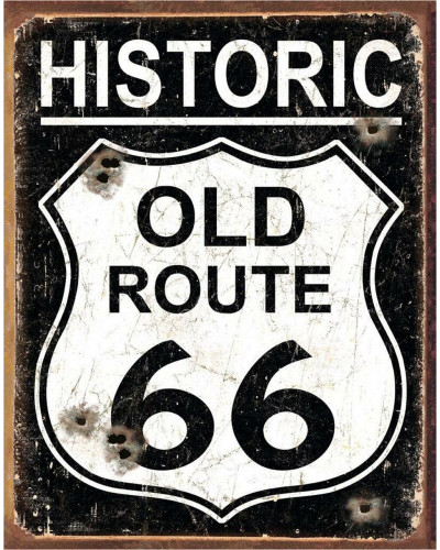 Plechová ceduľa Old Route 66 - Weathered 40 cm x 32 cm