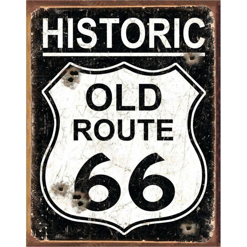 Plechová ceduľa Old Route 66 - Weathered 40 cm x 32 cm