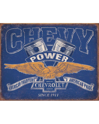 Plechová ceduľa Chevy Power Restricted 40 cm x 32 cm