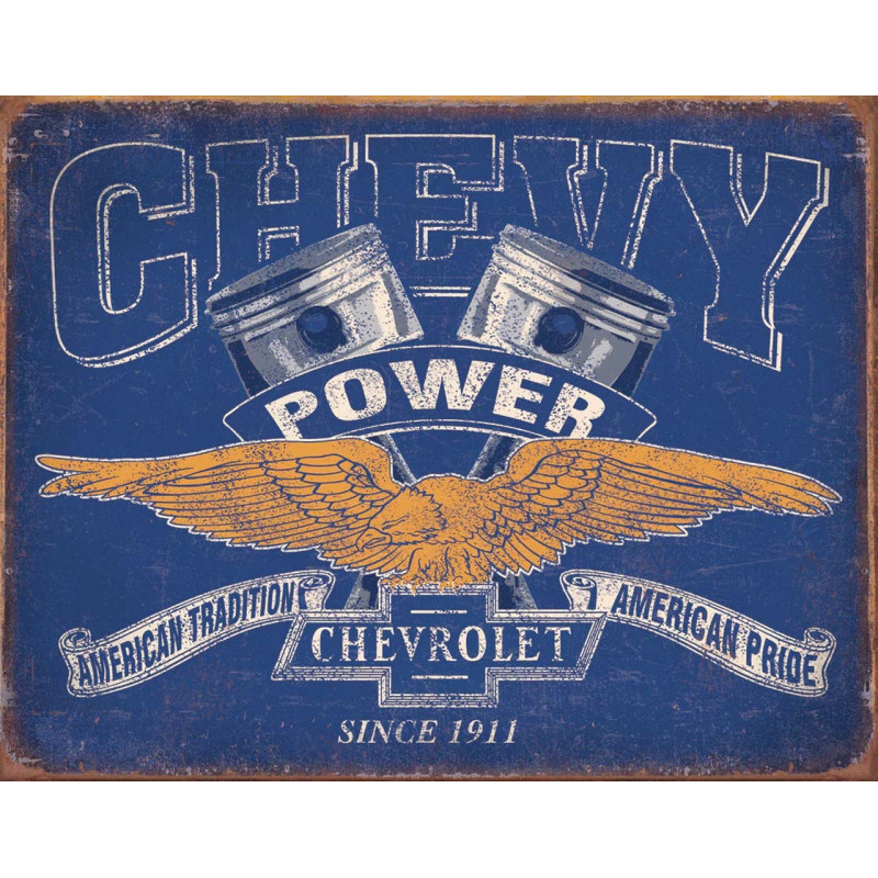 Plechová ceduľa Chevy Power Restricted 40 cm x 32 cm
