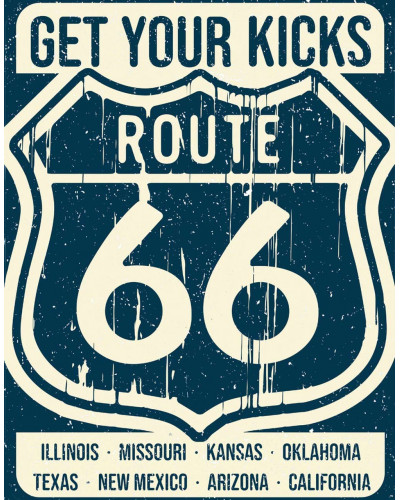 Plechová cedule Route 66 - Americas Road 40 cm x 32 cm
