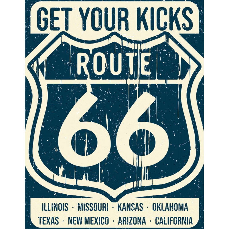 Plechová ceduľa Route 66 - Americas Road 40 cm x 32 cm