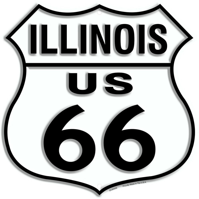 Plechová ceduľa Route 66 Illinois Shield 30cm x 30cm n