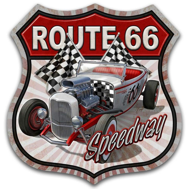 Plechová ceduľa Route 66 Speedway 30cm x 30 cm