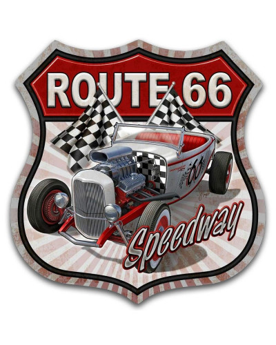 Plechová ceduľa Route 66 Speedway 30cm x 30 cm