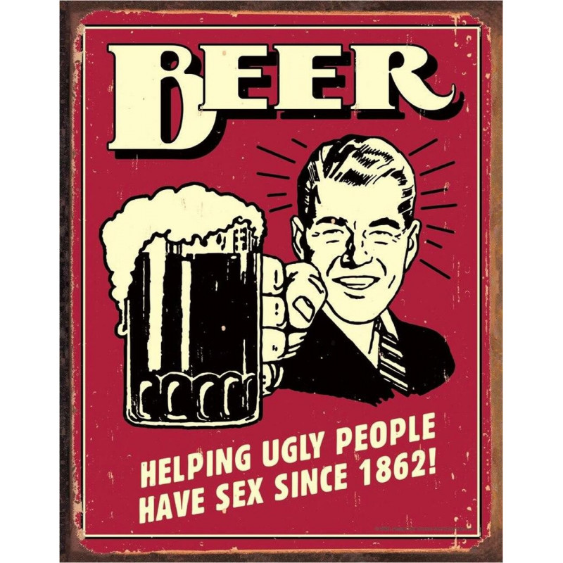 Plechová ceduľa Beer - Ugly People 40 cm x 32 cm