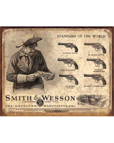 Plechová ceduľa Smith & Wesson Revolver Manufacturer 40 cm x 32 cm