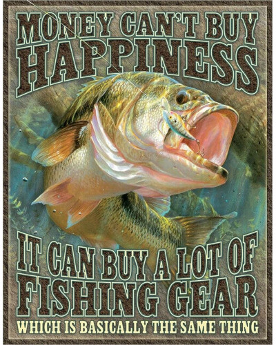 Plechová ceduľa Fishing Happiness 32 cm x 40 cm