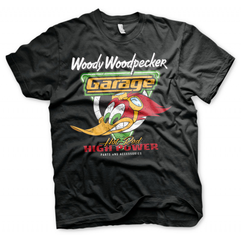 Pánské tričko Woody Woodpecker Garage čierne