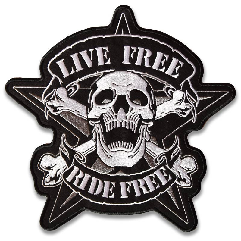Moto nášivka Live Free  Ride Free XXL na chrbát