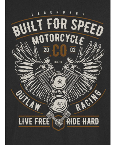 Pánske tričko Built For Speed Motorcycle čierne det.